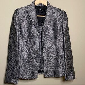 Kasper Jacket & Tank Set Women 8P Black Gray Print Lined Church Wedding Formal